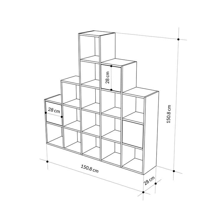 PALMER Corner Bookcase -Black