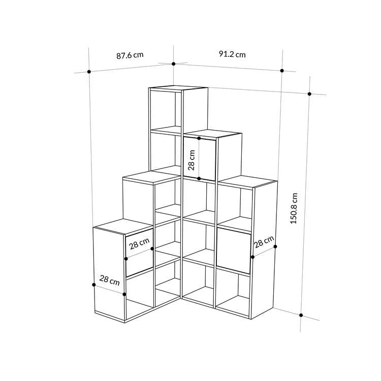 PALMER Corner Bookcase -Black