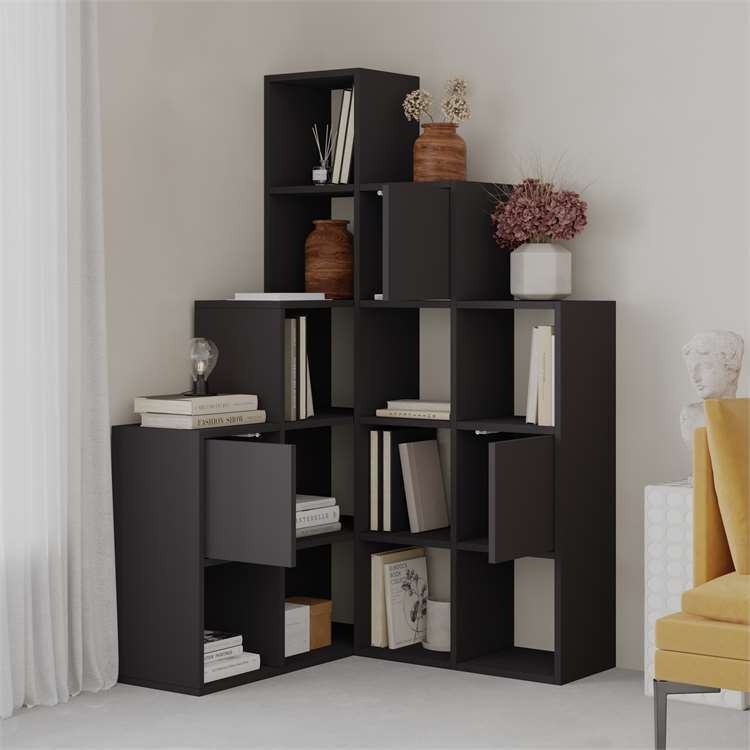 PALMER Corner Bookcase -Black