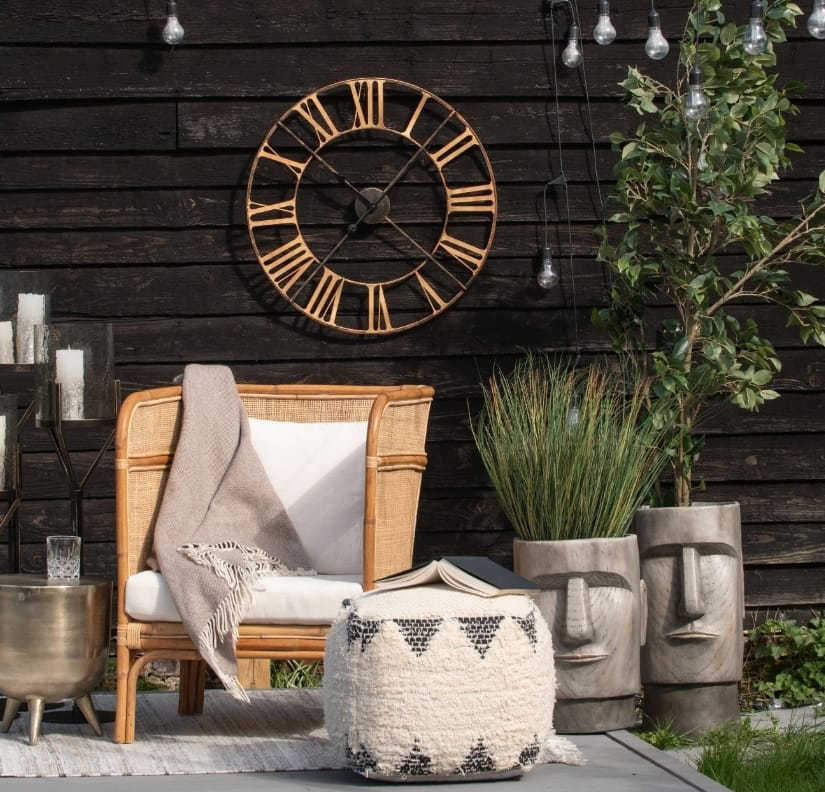 Antique Brass Outdoor Skeletal Wall Clock