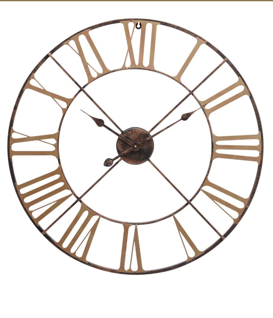 Antique Brass Outdoor Skeletal Wall Clock