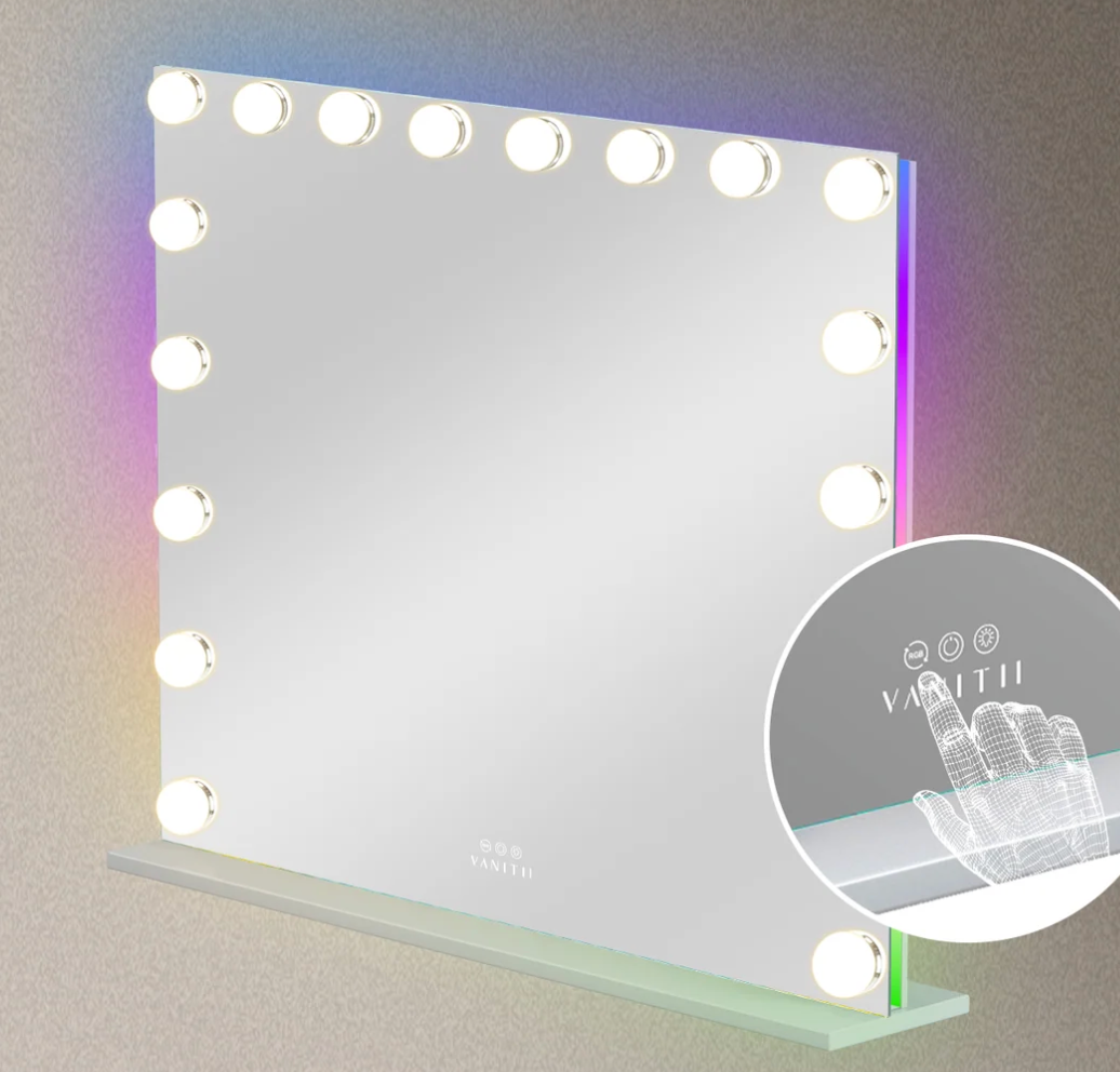 Hollywood Vanity Mirror - Glowy RGB Rainbow (18 bulb)
