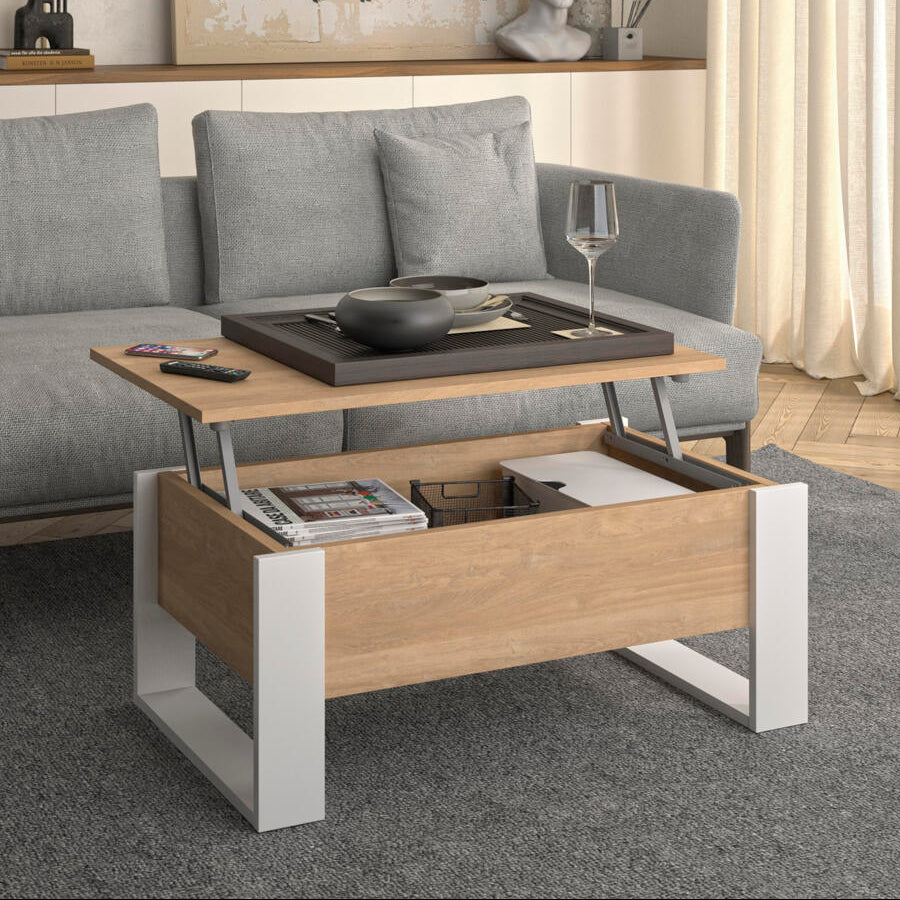 DENVER Lift up Coffee Table - White/Oak