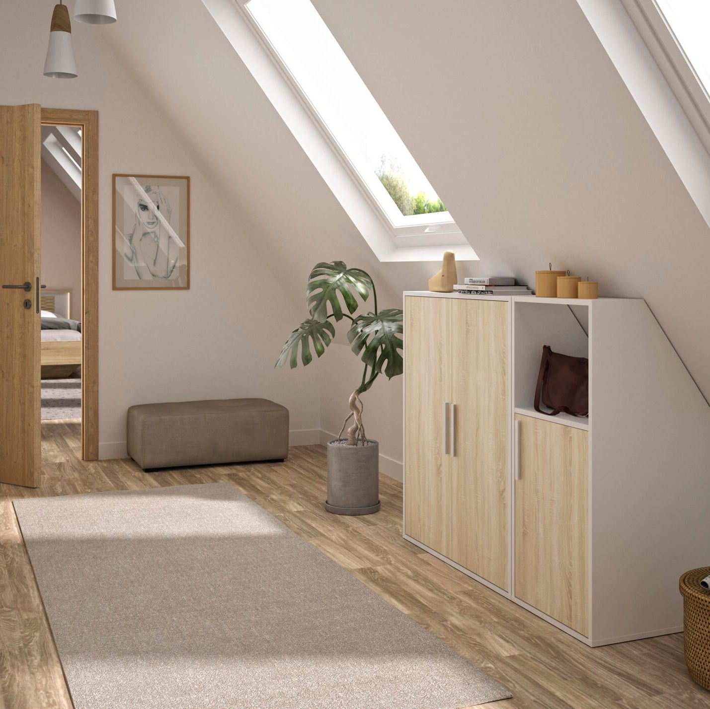 Wardrobe 2 doors under slope