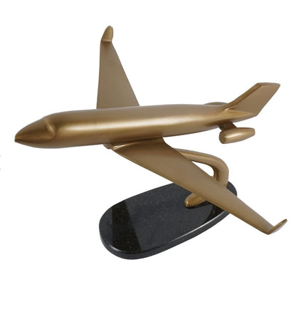 Columbia Jet Antique Brass Aeroplane Sculpture on Granite