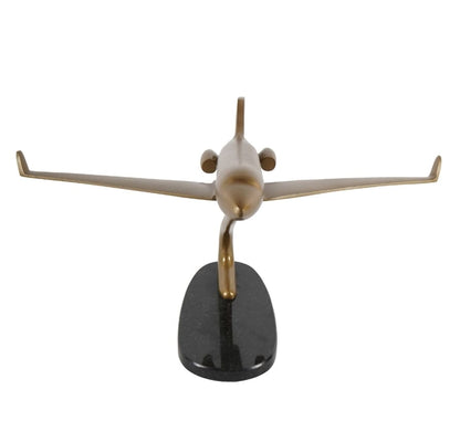 Columbia Jet Antique Brass Aeroplane Sculpture on Granite