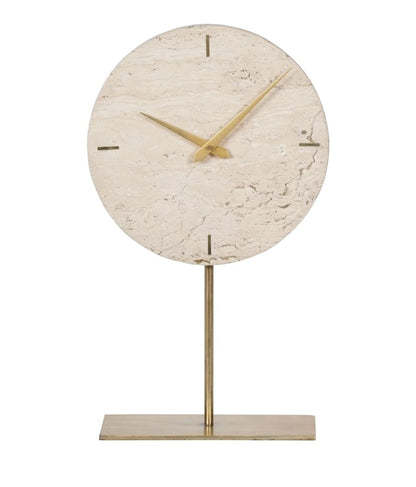 Light Travertine Mantle Clock On Stand