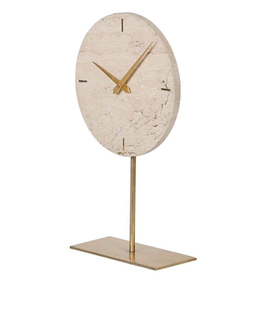 Light Travertine Mantle Clock On Stand