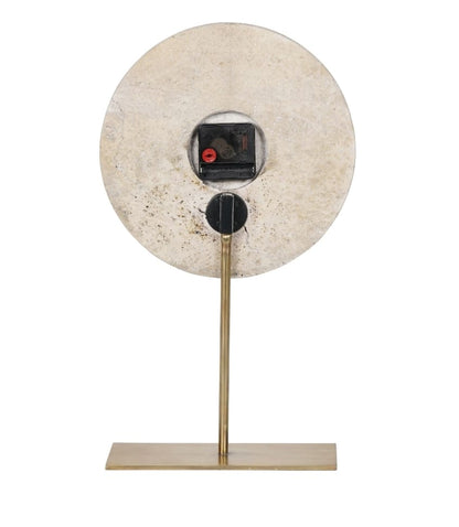 Light Travertine Mantle Clock On Stand