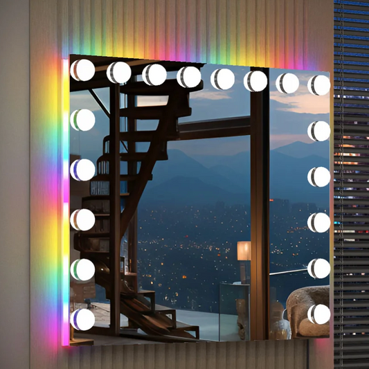 Hollywood Vanity Mirror - Glowy RGB Rainbow (18 bulb)